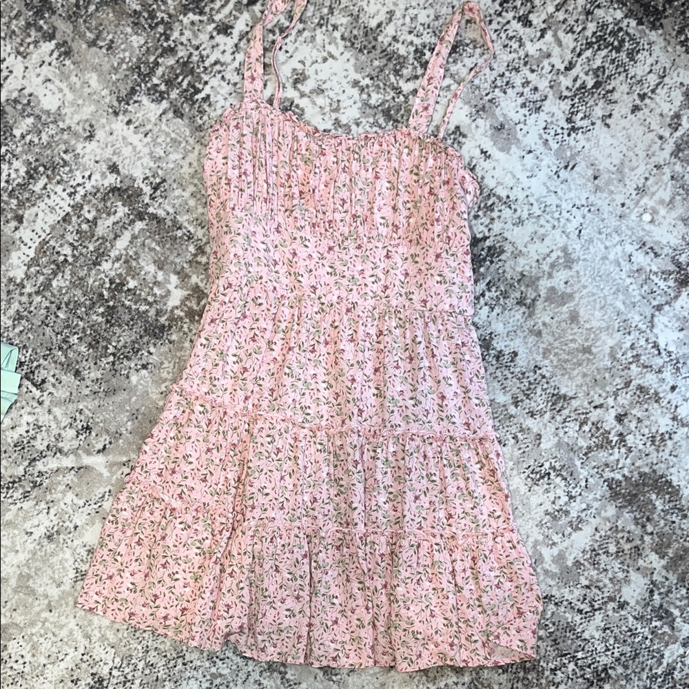 Trixxi Pink Floral Flirty Tiered Mini Dress - Picture 2 of 13